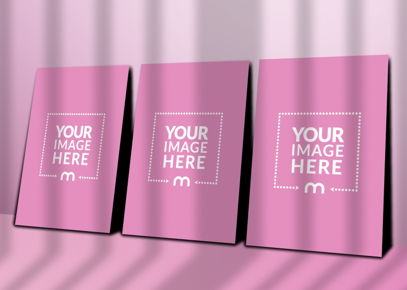 Multiple Booklet Mockup in Pink Wall